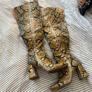 Sam Edelman Circus Snakeskin Pattern Over the Knee Boots